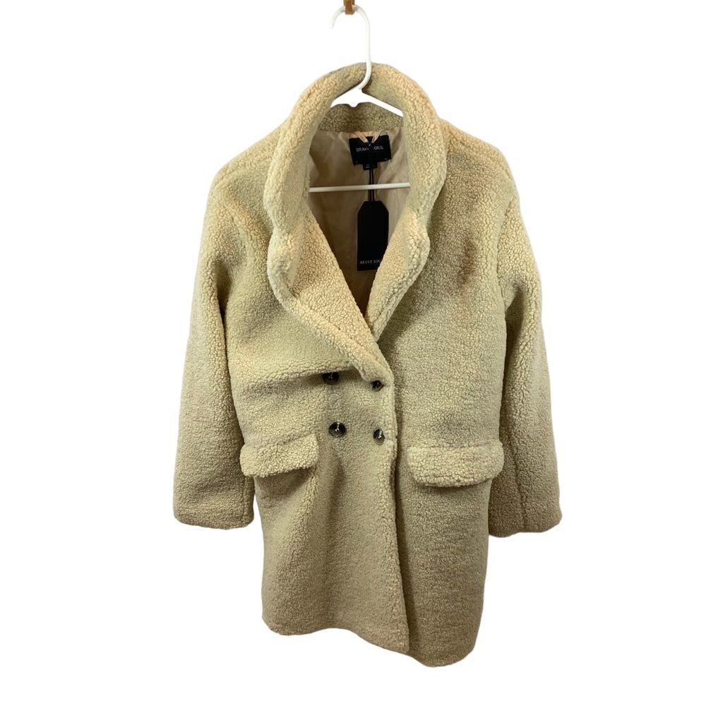 New With Tags‎ Brave Soul Longline Cream Teddy Jacket Size Small